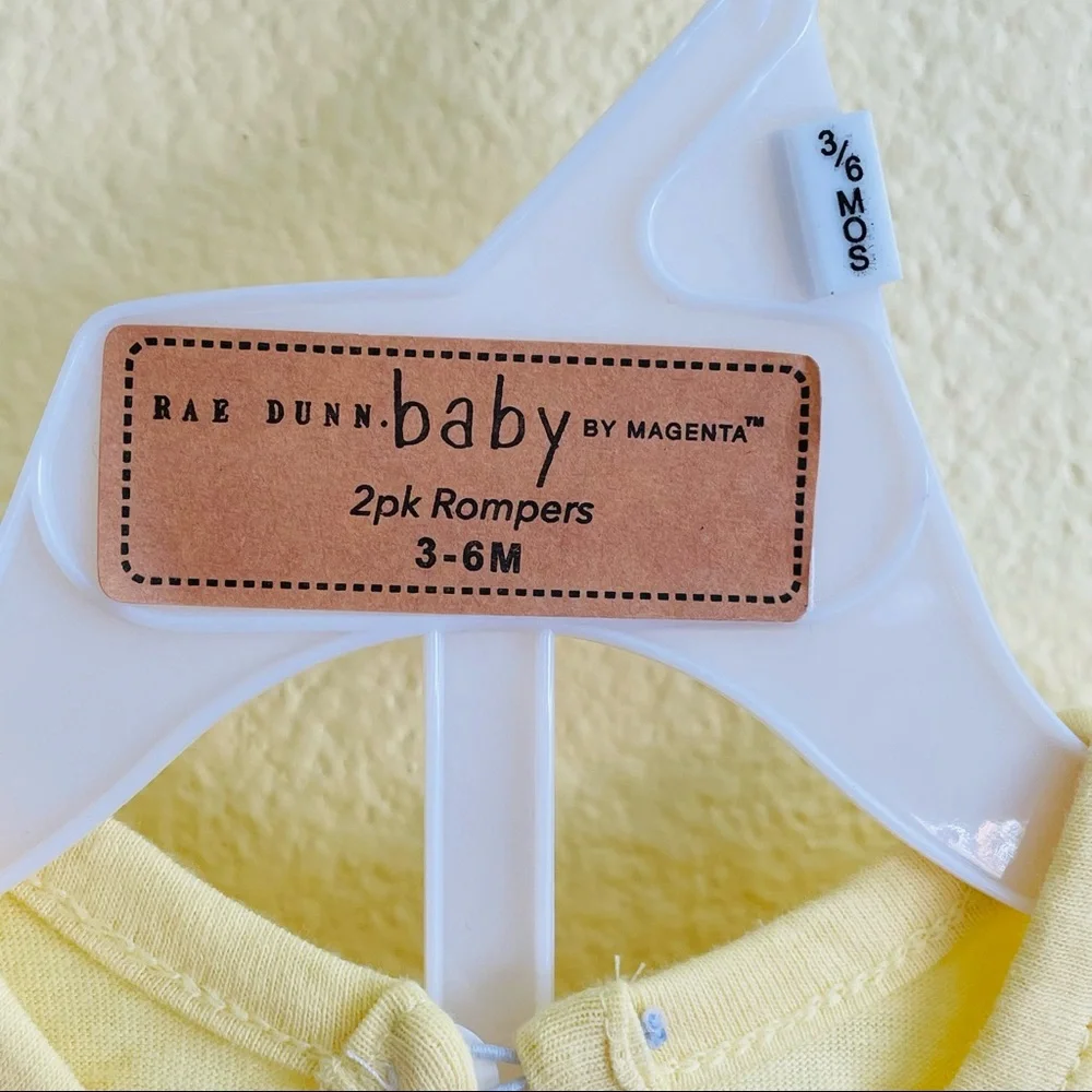Rae Dunn Baby Girl Newborn Bee Happy Rompers Set 3-6M